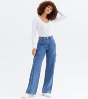 New Look Blue Utility Pocket High Waist Adalae Wide Leg Jeans
